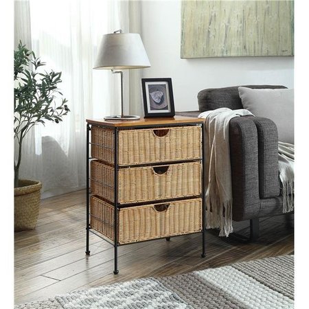 COMFORTCORRECT 3 Drawer Wicker Stand - Wicker/Metal CO70626